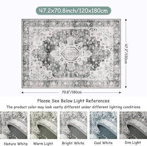 Vista 85 de Moynesa Alfombra de pasillo ultrafina lavable, vintage, de 2 pies 6 x 8 pulgadas, antideslizante, resistente a las manchas, resistente a