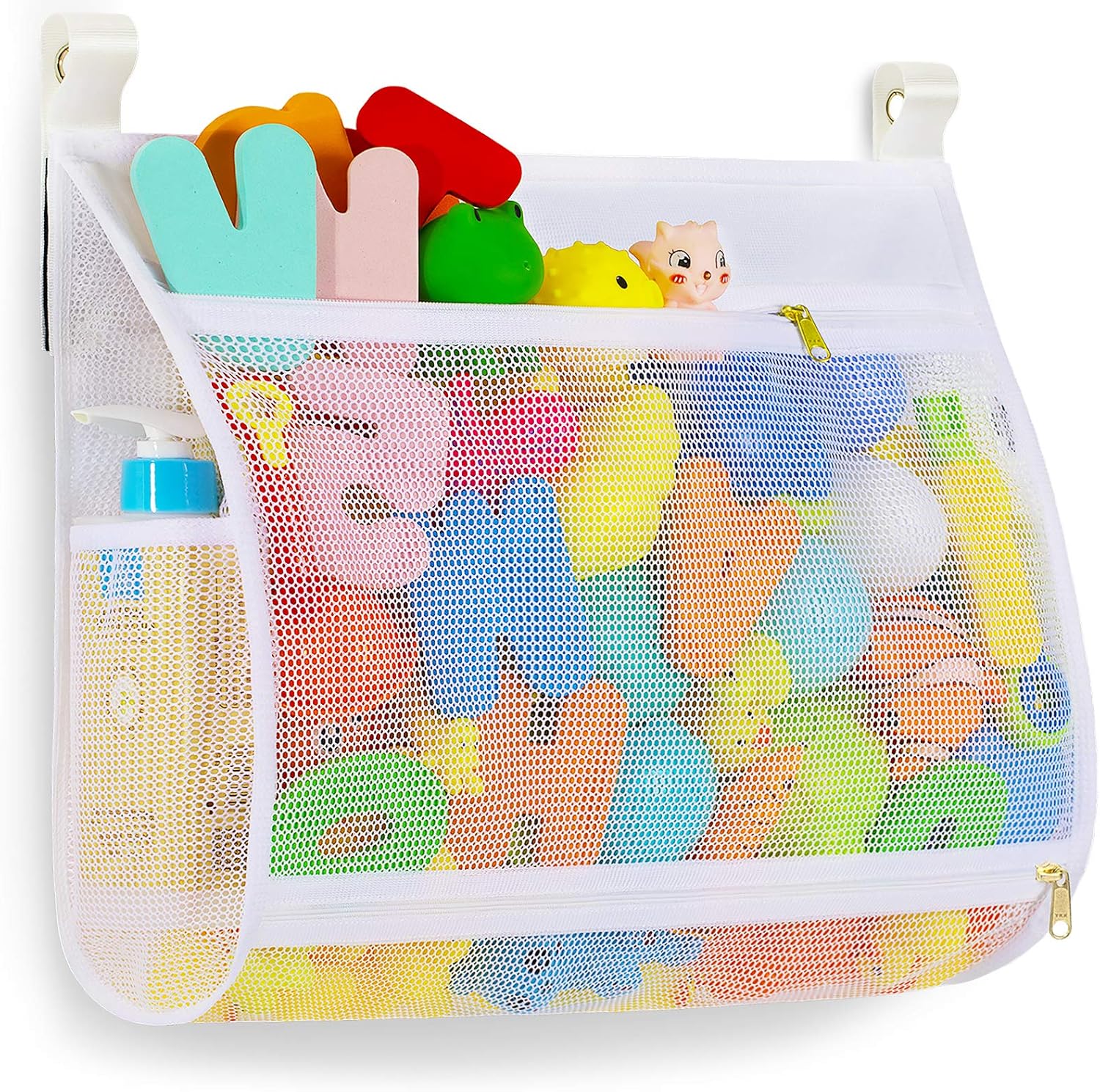Bath Toy Organizer With Machine Washable, Multiplesuspension Bath Toy