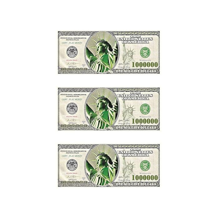 Buy Play Copy Money for Kids 20 Pieces One Million Dollar Bills 2-Sided ...