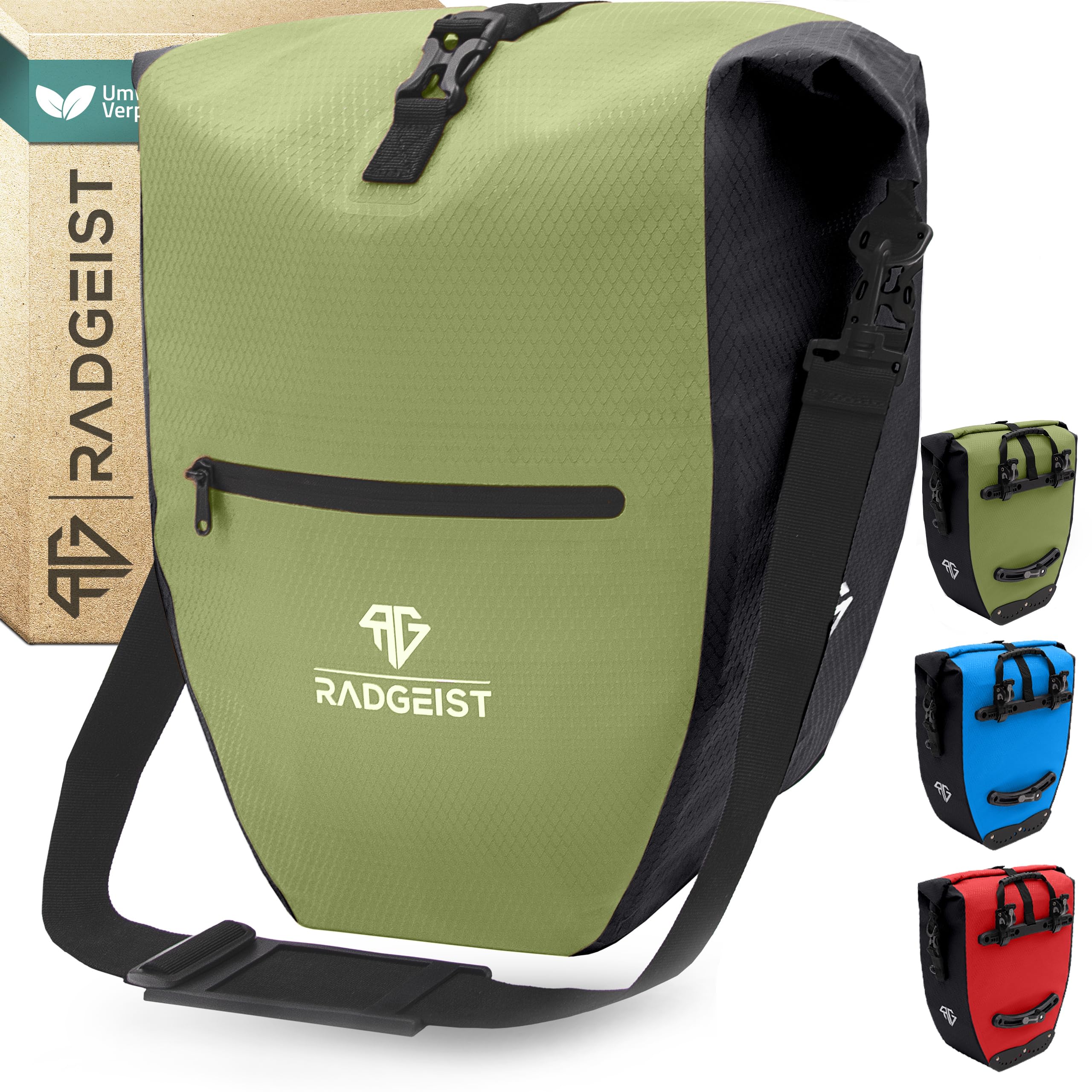 RADGEIST Fahrradtasche für Gepäckträger - Tasche für Fahrrad Gepäckträger - Gepäckträgertasche wasserdicht & Umhängetasche