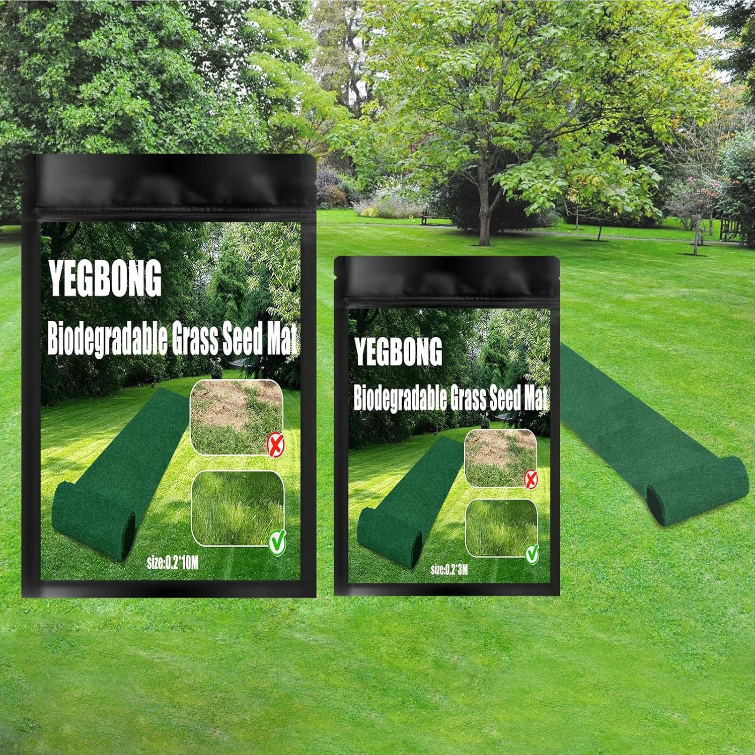 Biodegradable Grass Seed Mat(2 Pack), Grass Seed Mat Roll