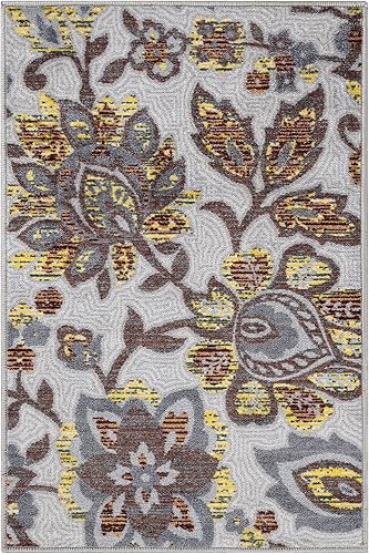 Superior Alfombra antideslizante para interiores, decoración de suelo bohemia, alfombra floral para sala de estar, dormitorio, oficina, entrada,