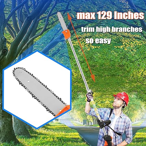 Miniatura 2 de Samger - Cortasetos de gas de 2 ciclos de 52 cc, combo de recortadora de setos de jardín 5 en 1, recortadora a gas con poste de extensión,