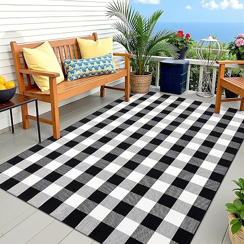 OLANLY Buffalo Plaid Rug 5' x 7' – Black and