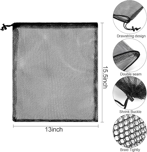 Miniatura 3 de 13 "X15.5" 12pcs malla lavandería cordón bolsa nylon cordón gimnasio bolsa con cierre de cordón