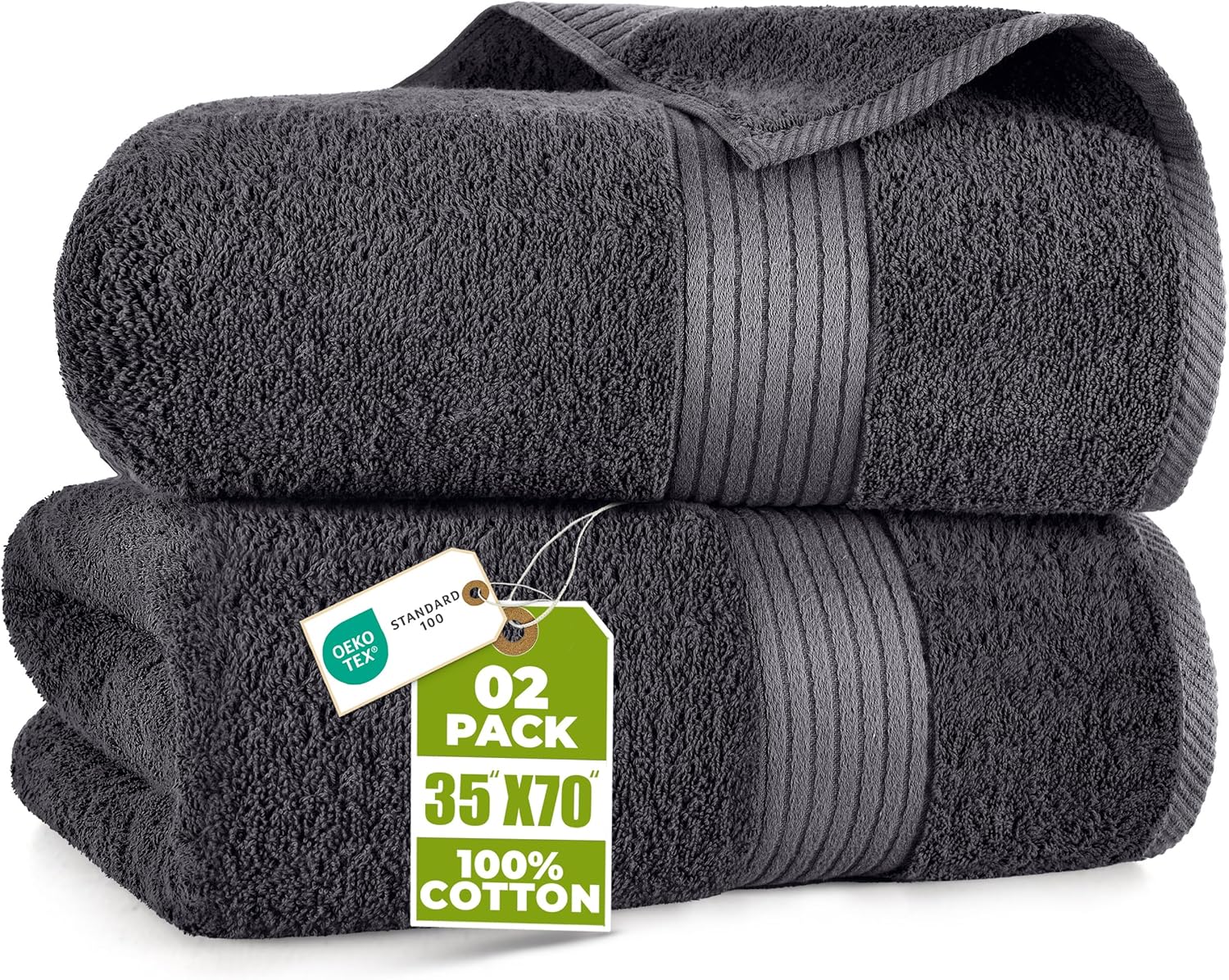 Utopia Towels Extra Large Bath Sheets 2 Pack - 35x70 Inch 100% Cotton, Super Soft, Highly Absorbent & Quick Dry Grey Towels for Adults