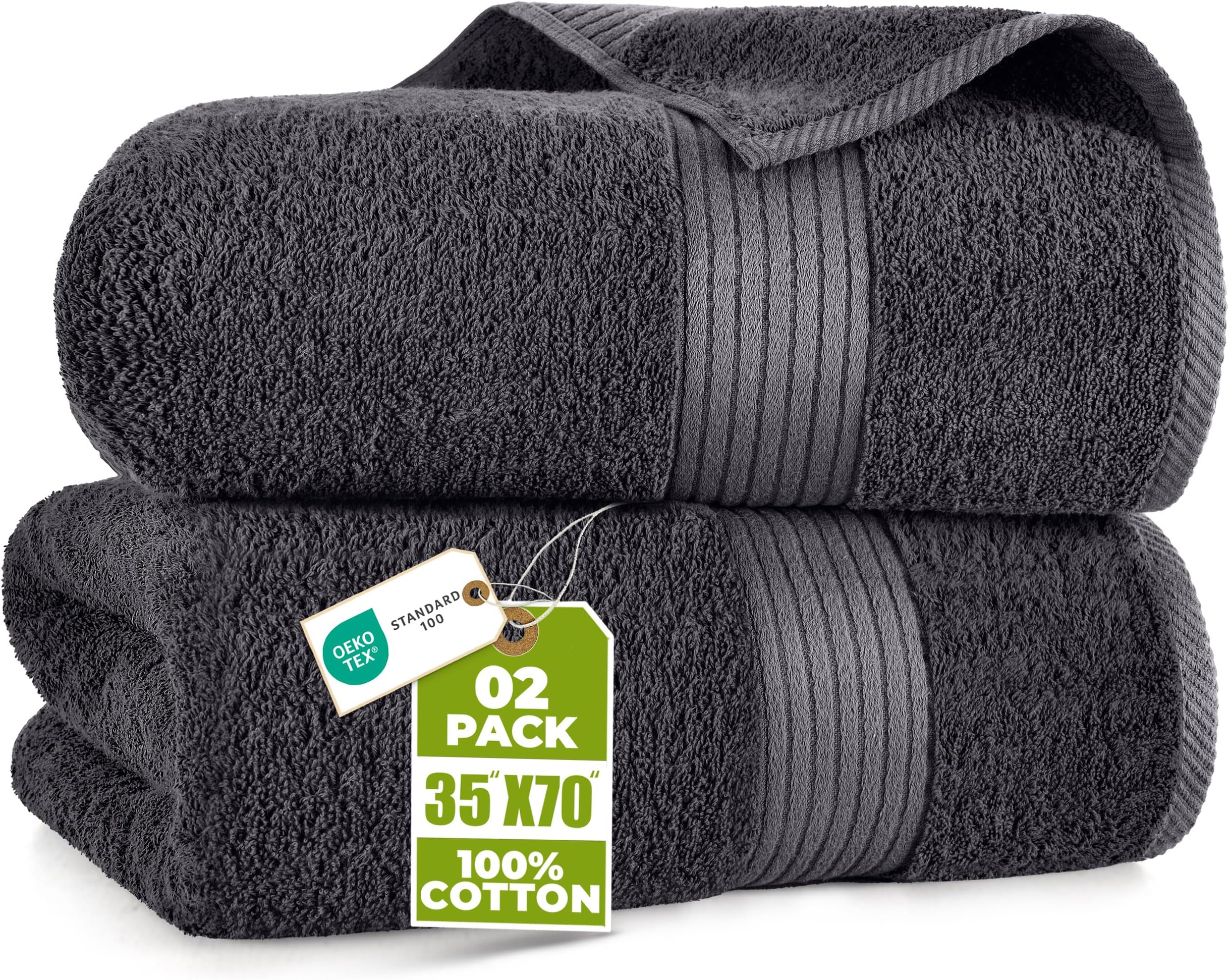 Utopia Towels - Luxurious Jumbo Bath Sheet 2 Pack - 100% Cotton Highly Absorbent and Quick Dry Extra Large Bath Towel - Super Soft Hotel Quality Towel (90 x 180 cm, Grey)