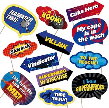 Superhero Party Photo Booth Props Set Fun Comic-Themed Super Hero Decorations 12