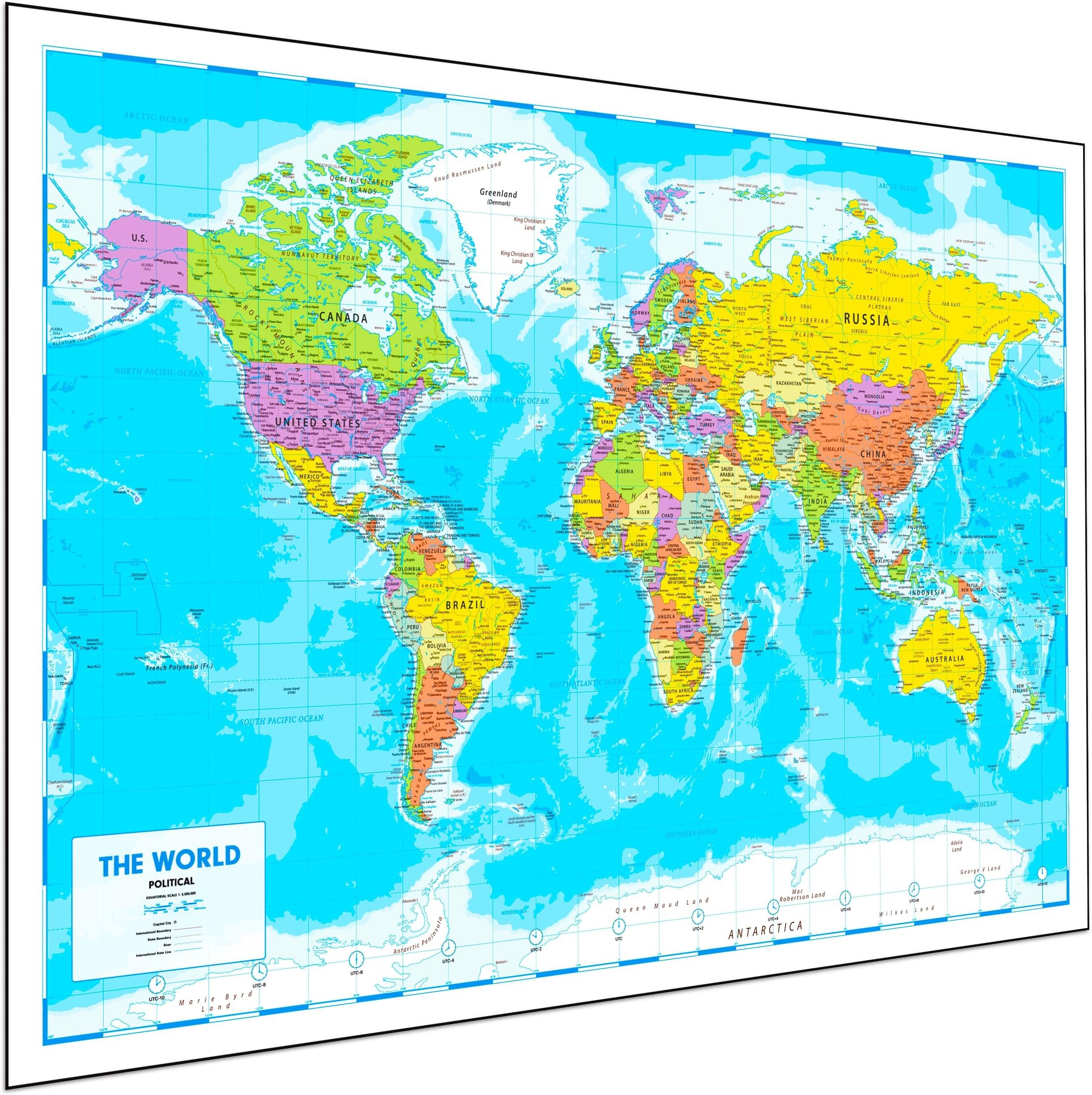 Hambli World Map Poster 33 x 23โ Large World Map for Wall โ World Travel Map Poster - Giant Wall Maps of World for Classroom or Geography Gift
