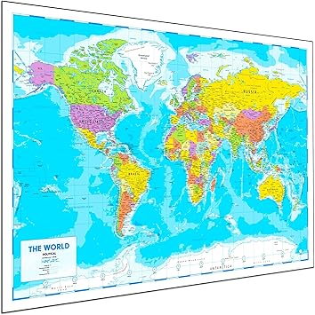 Hambli World Map For Wall 37 x 26 Large Map of the World Poster - World Map Wall Art For Classroom, Kids & Travel
