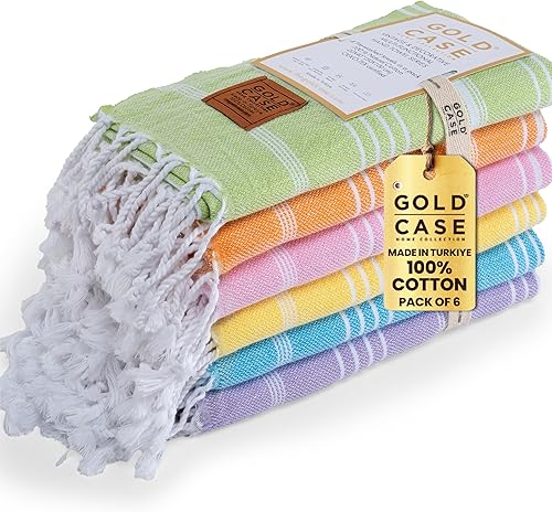 Miniatura 13 de Gold CASE Juego de 6 Toallas de Playa Turcas – Toallas de Baño Grandes 100% Algodón 70 x 38'' – LYCIA de Tamaño Extra Grande, Secado Rápido y Sin