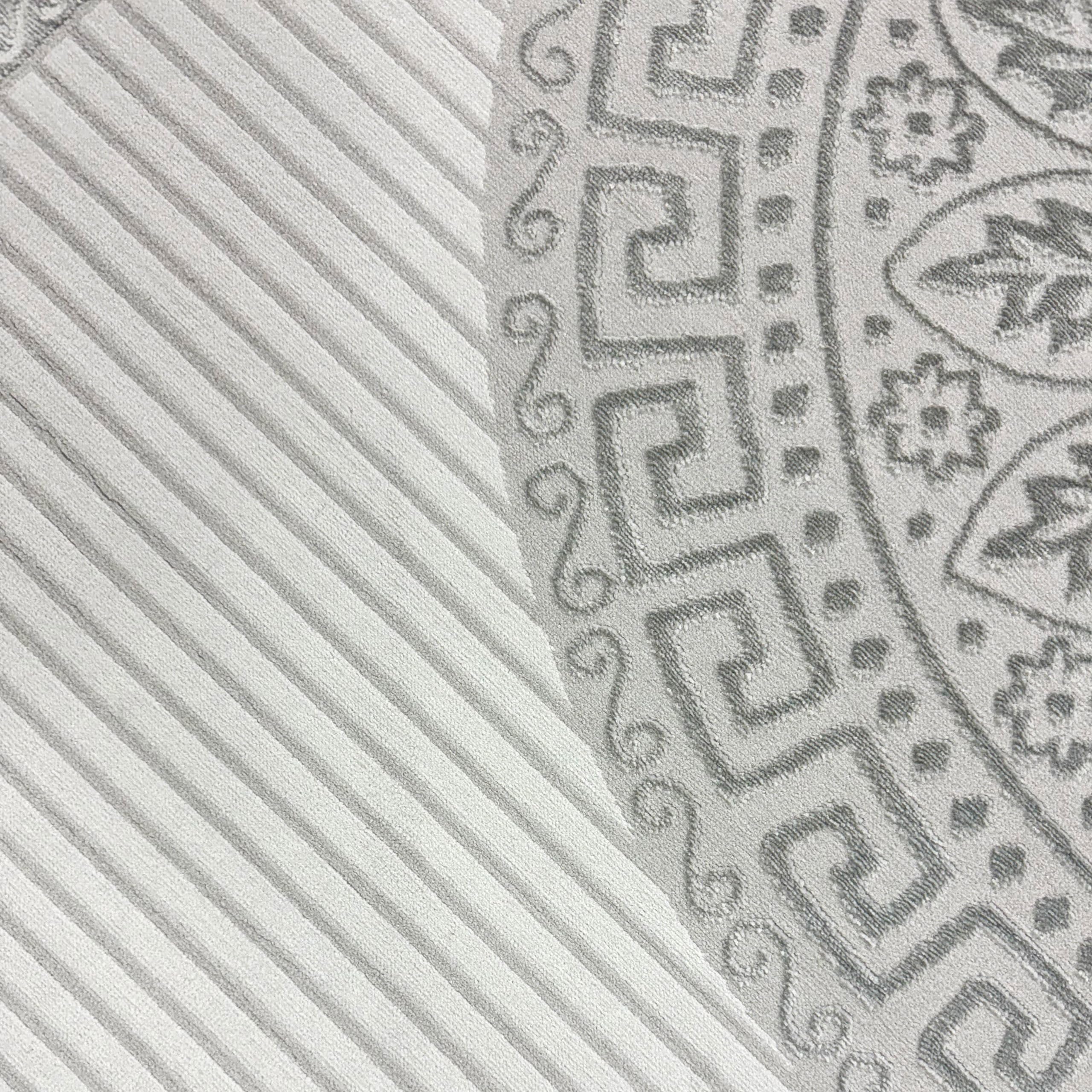 CARPETIA Alfombra de la Sala de Estar Oriental Moderna Elegante Brillante Pasillo Corredor Corto Oriental de Pelo Corto Pasillo Crema Gris 60x110 cm