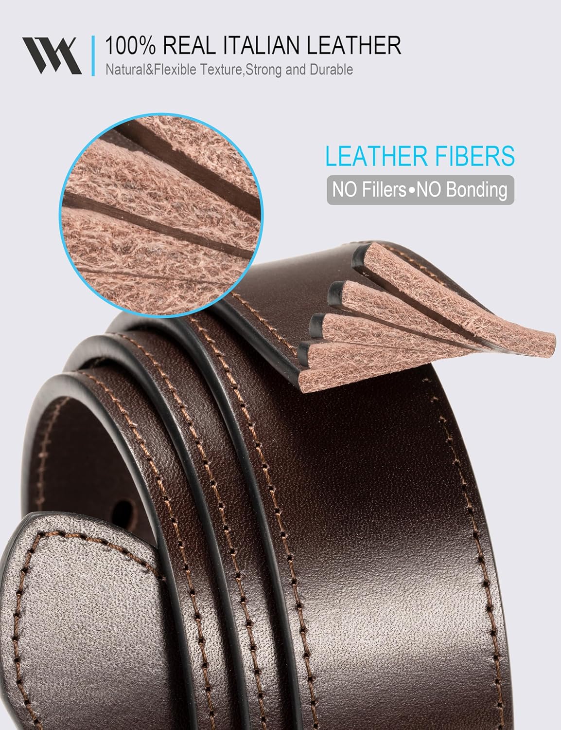 WOLFANT Men's 35mm Dress Casual Belt,100% Italian Full Grain Real Solid Leather - Image 3