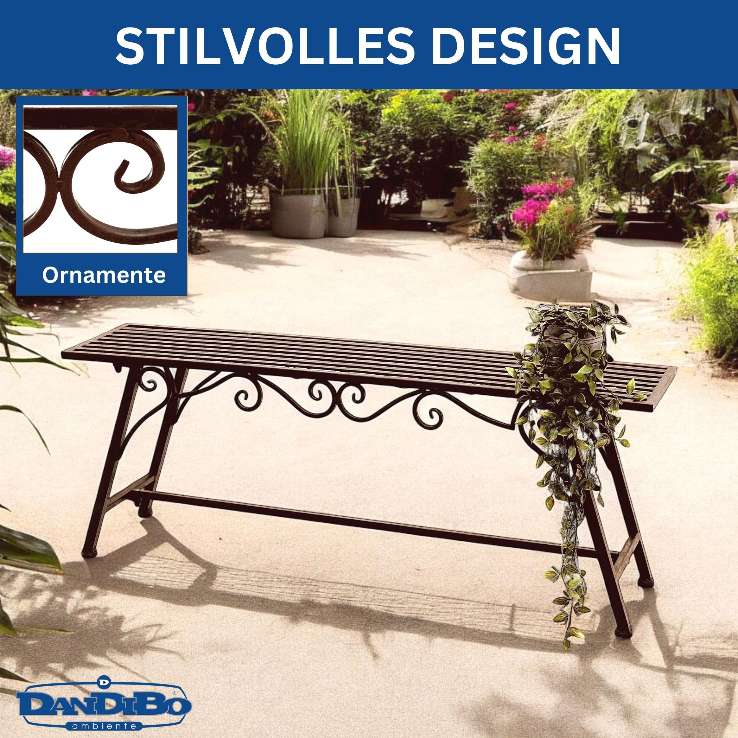 DanDiBo Ławka siedziska CUCCIO-XL B-120 cm 77824 ławka ogrodowa wykonana z metalu meble ogrodowe