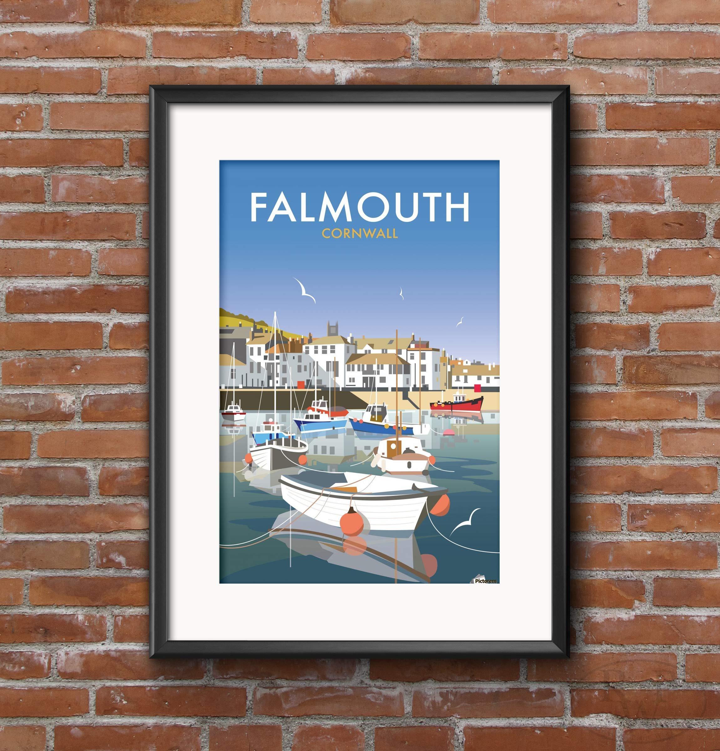 RPW Vintage Falmouth Cornwall Travel Poster A3 Wall Art print 40 x 30cm 16 x 12 inches