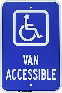 Brady 123870 Handicapped Parking Sign, Legend "Van Accessible", 18" Height, 12" Width, White on Blue