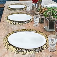 Vista 4 de Decozen Manteles individuales de madera tallados Elegante mantel individual de mesa para cocina, comedor y mesa auxiliar, resistente a las manchas