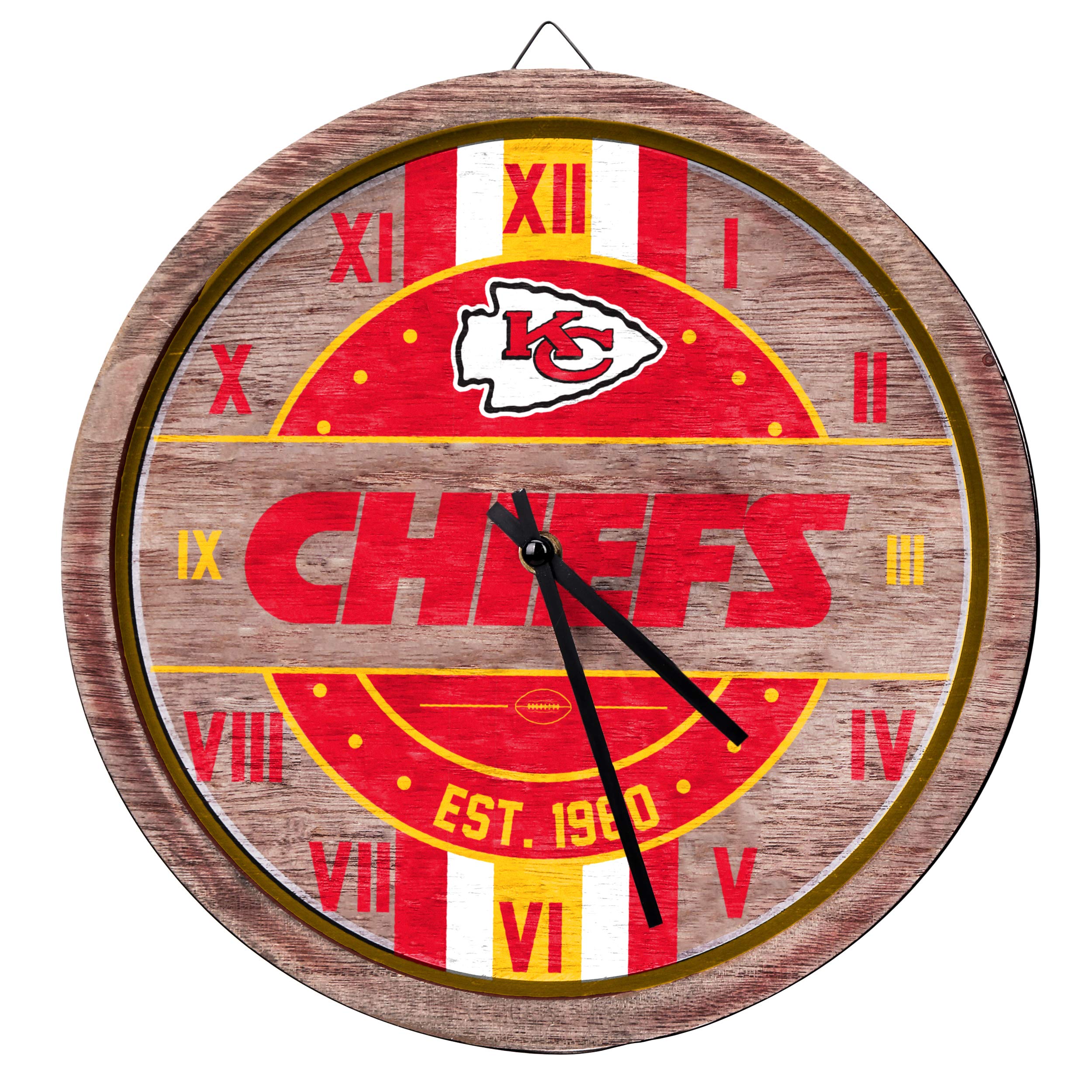 View 1 of FOCO Kansas City Chiefs NFL Barrel Wall Clock