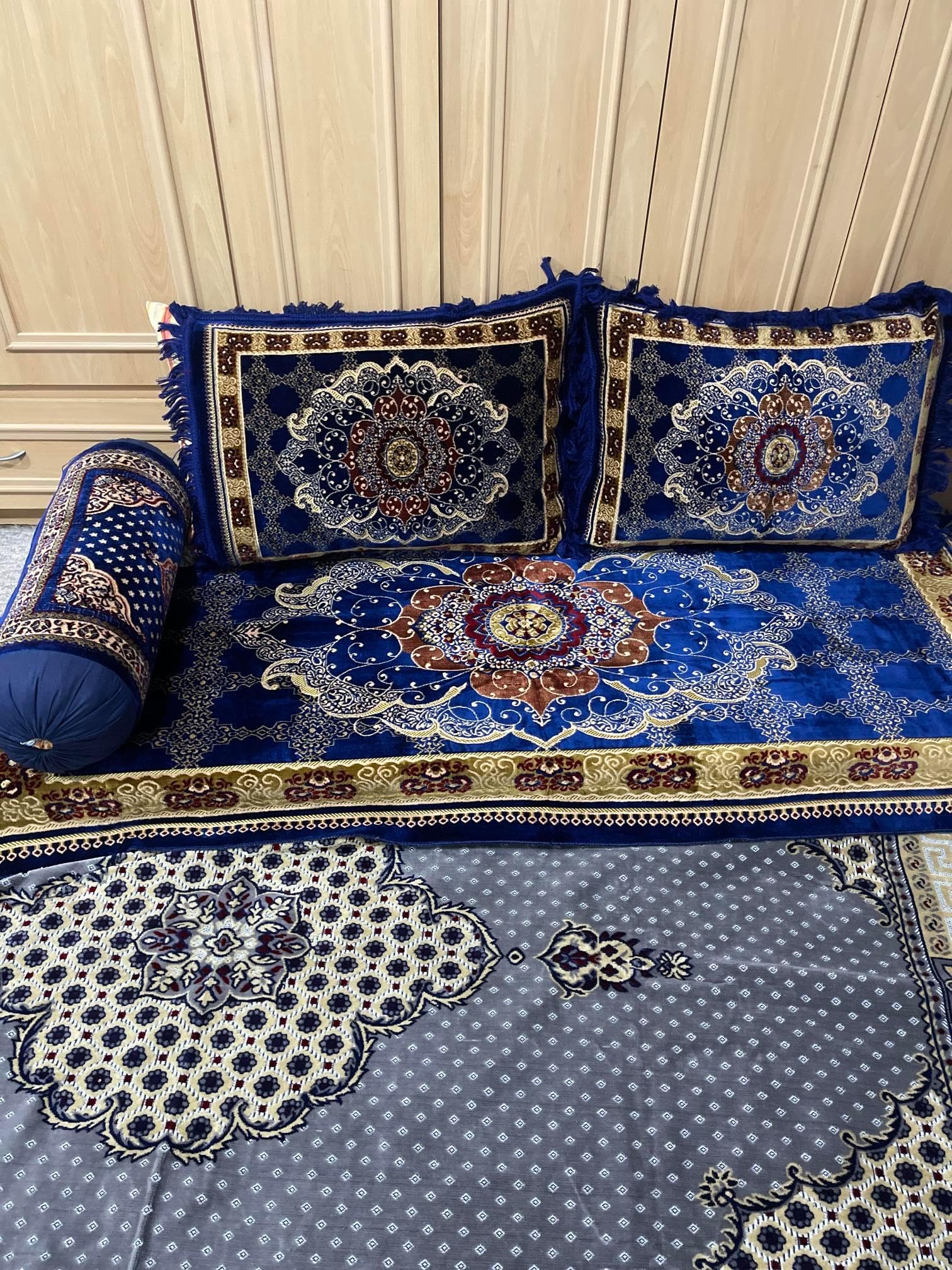 Arabic/Turkish/Afghani Floor Seating Sofa Couch,Floor Cushions,Arab Majlis sofa (Blue1)