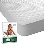 SafeRest Sleepure Waterproof Mattress Protector Crib Size - Viscose Derived from Bamboo - Fitted with Stretchable Pockets - Machine Washable Cotton Crib Mattress Cover for Bed