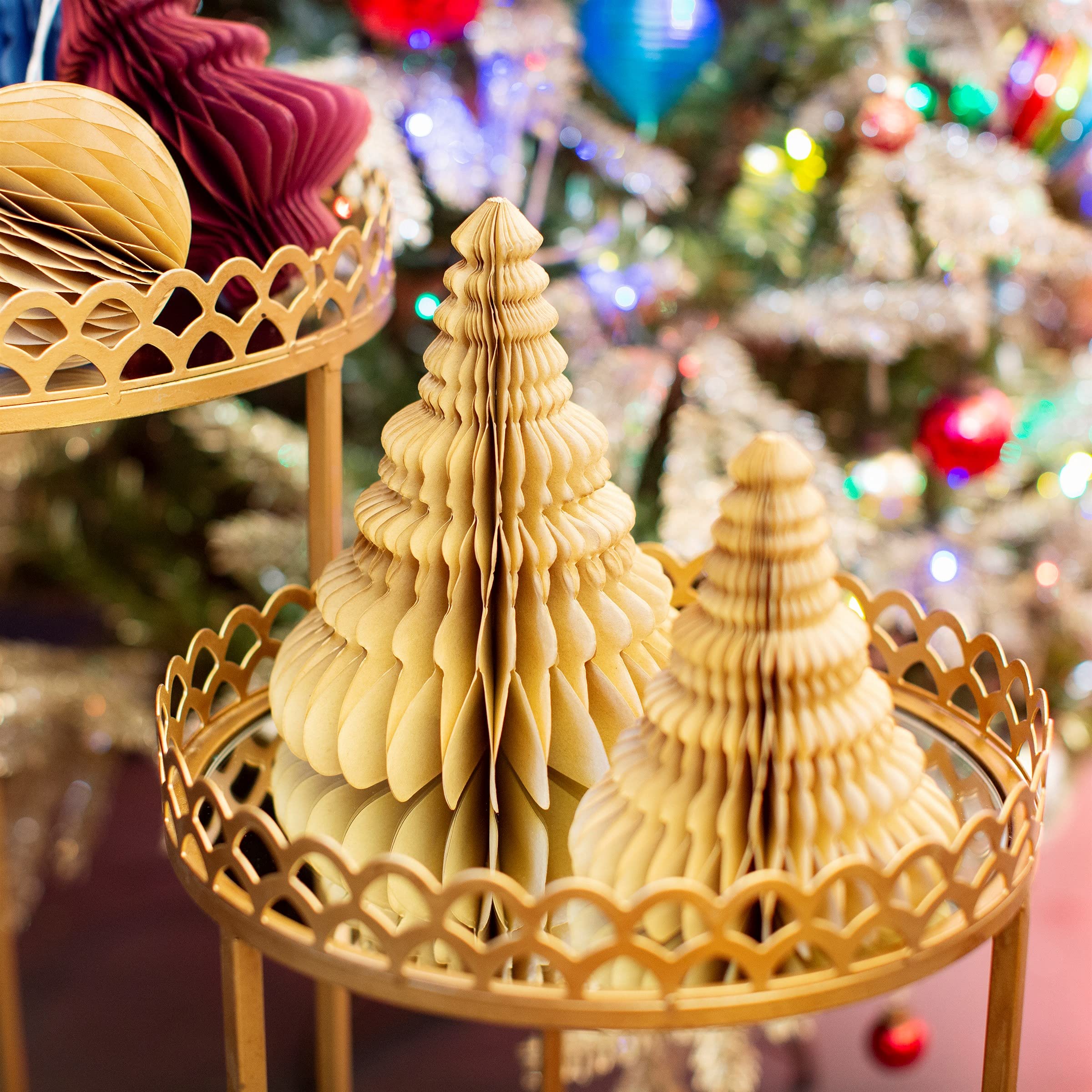 Sass & Belle Kraft Paper Honeycomb Tree Standing Decoration - Set of 2