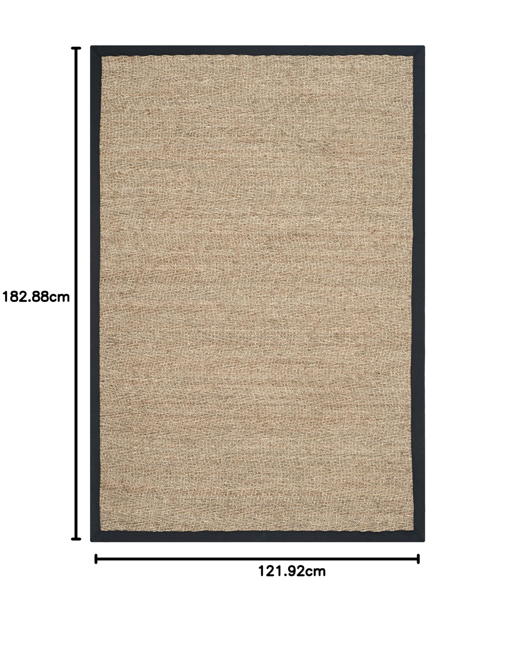 SAFAVIEH Tapis en Fibres Naturelles Salon, Salle à Manger, Chambre à Coucher - Natural Fiber Collection, Tapis à Poil Court, Naturel et Noir, 122 X 183 cm