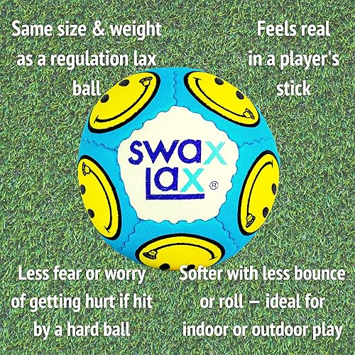 Miniatura 3 de Swax Lax - Pelota de entrenamiento de lacrosse con el mismo tamaño y peso que la pelota de lacrosse reglamentaria, pero suave pelota de práctica