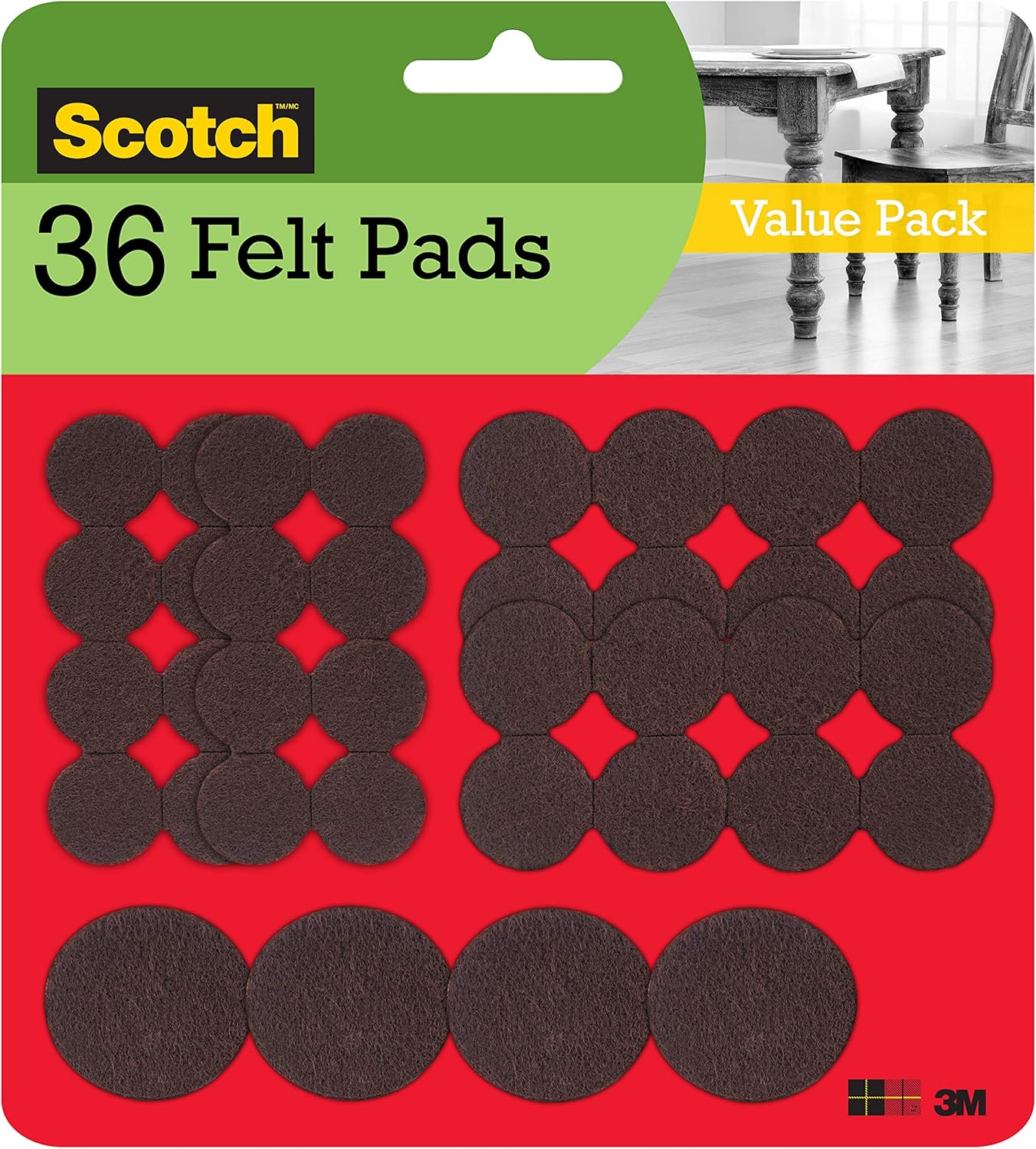 Scotch Felt Pads, Felt Furniture Pads for Protecting Hardwood Floors