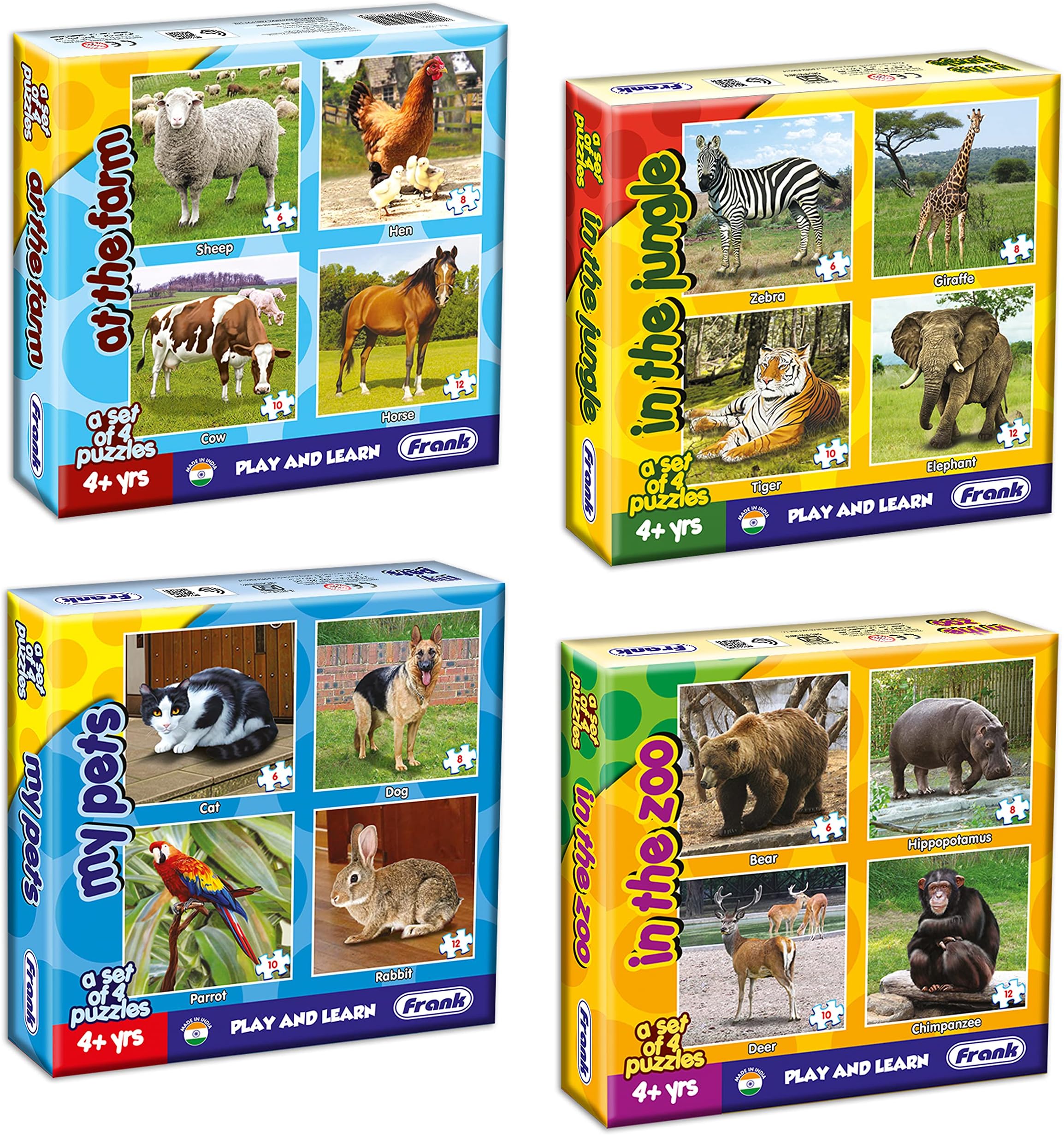 Buy Frank in The Zoo Animal Puzzle - A Set of 4 Jigsaw Puzzle for Kids ...