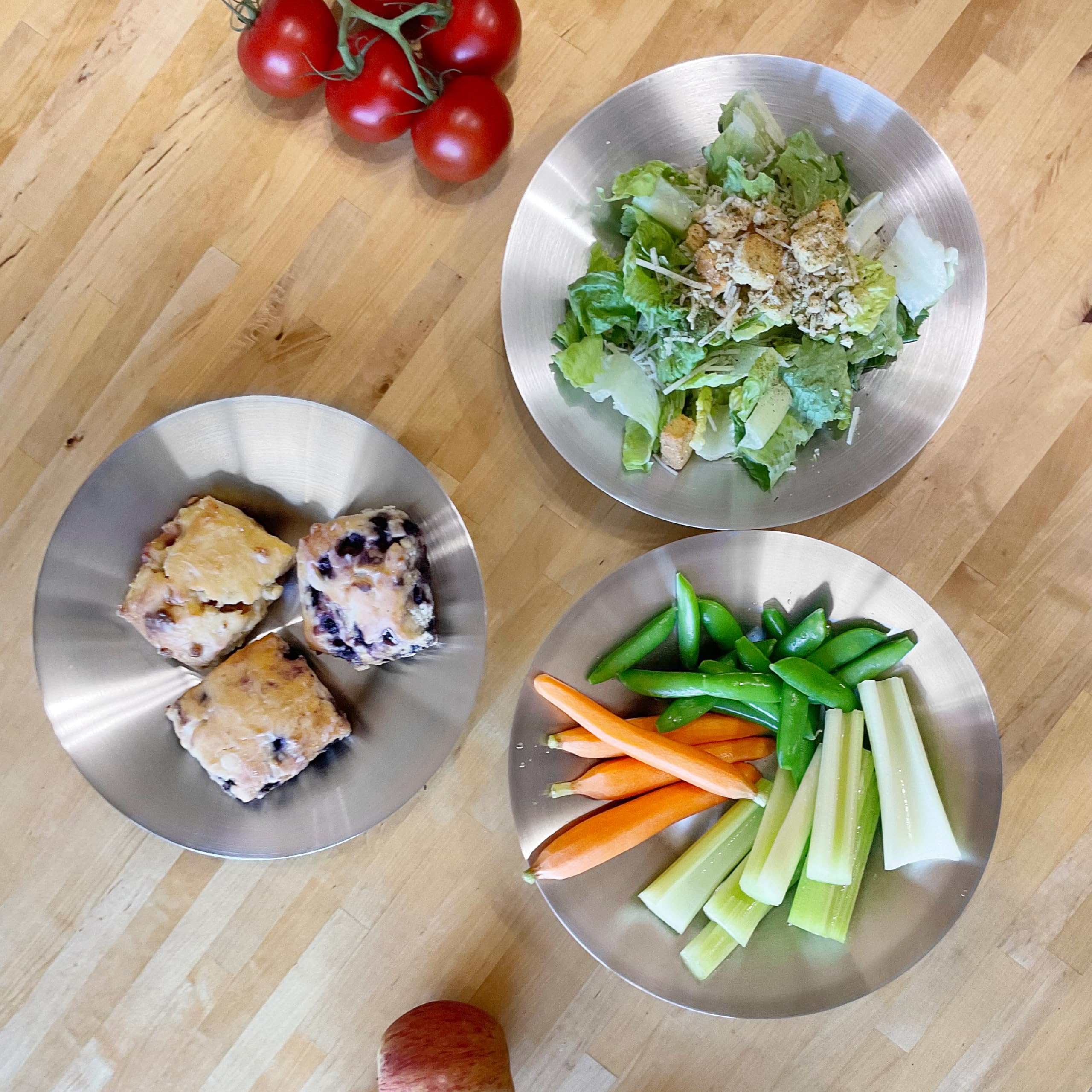 Saltlas Cuenco de acero inoxidable, cuencos de ensalada de 9.25 pulgadas de ancho, perfecto para ensalada, pasta, aperitivos, patatas fritas, frutas y postres, juego de 6