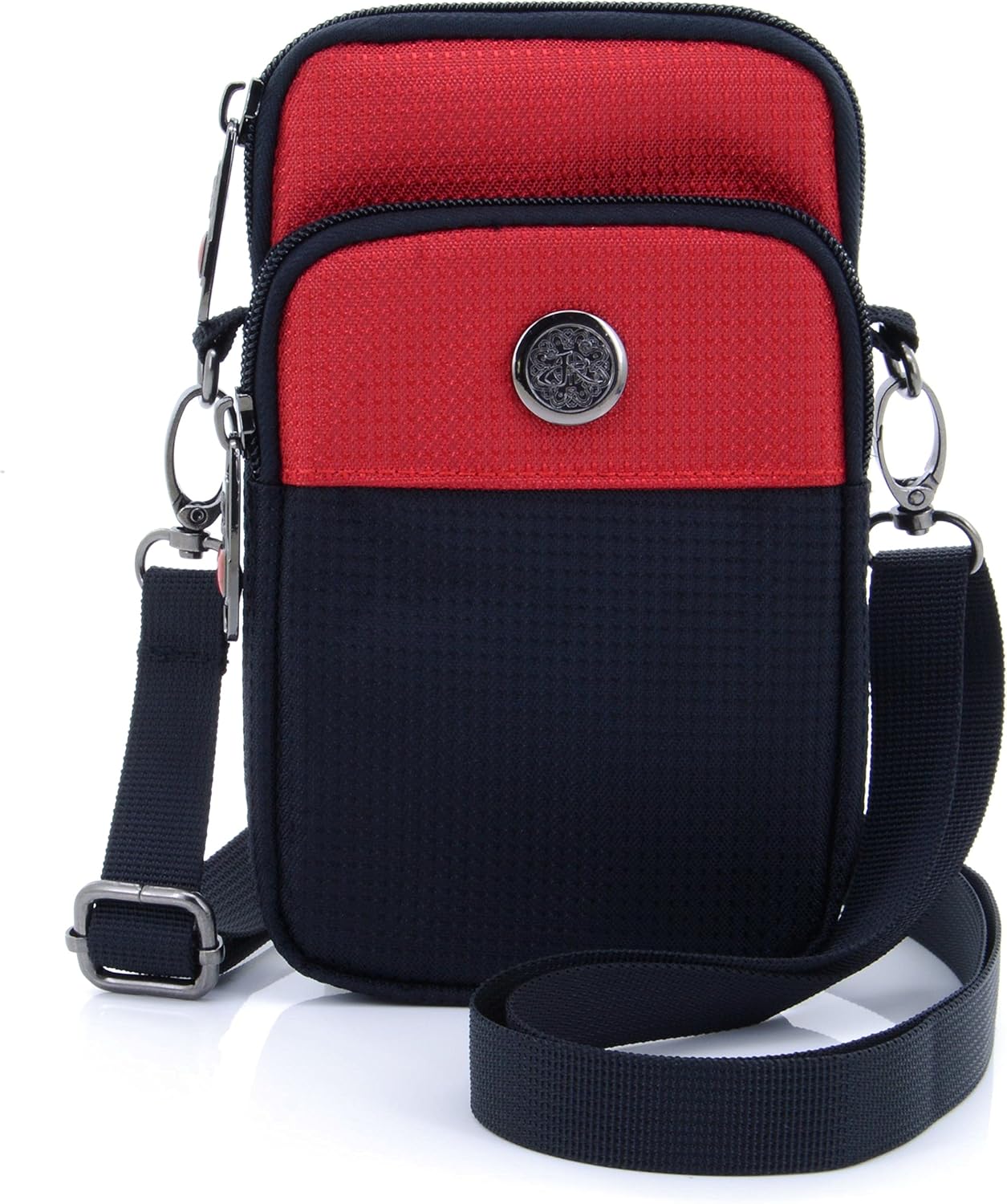 Casual Water Resistant Oxford Waist Wallet Bag 6" Crossbody Shoulder Phone Pouch(Red)