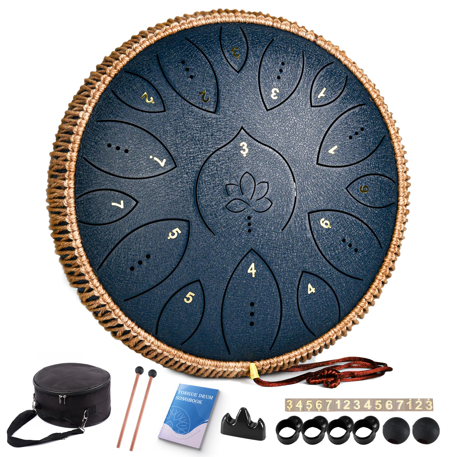 パーカッション・打楽器 Tank drunk 13 tune Steel Tongue Drum, 13 Inches 15 Notes Tongue Drum, Steel Drums for