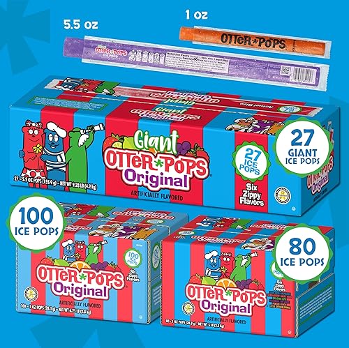 Miniatura 9 de Otter Pops, Paletas congeladoras originales surtidas, 1 onza congelada en seis sabores Zippy, 100 unidades, (85100)