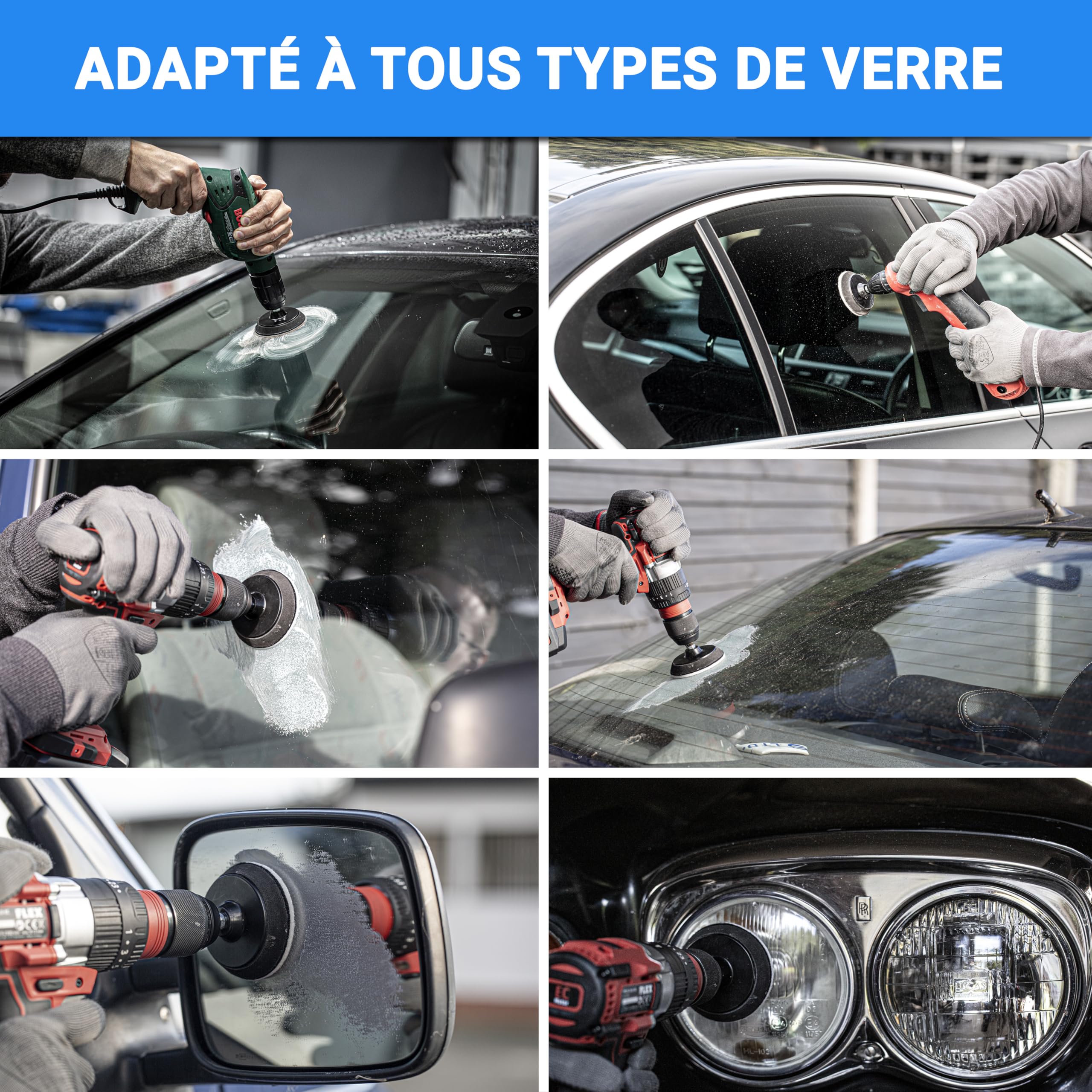 Image secondaire de Glass Polish Kit de Polissage de Pare-Brise - Réparation de Verre Automobile Bricolage de 50 mm - Élimine Les Dommages des Essui