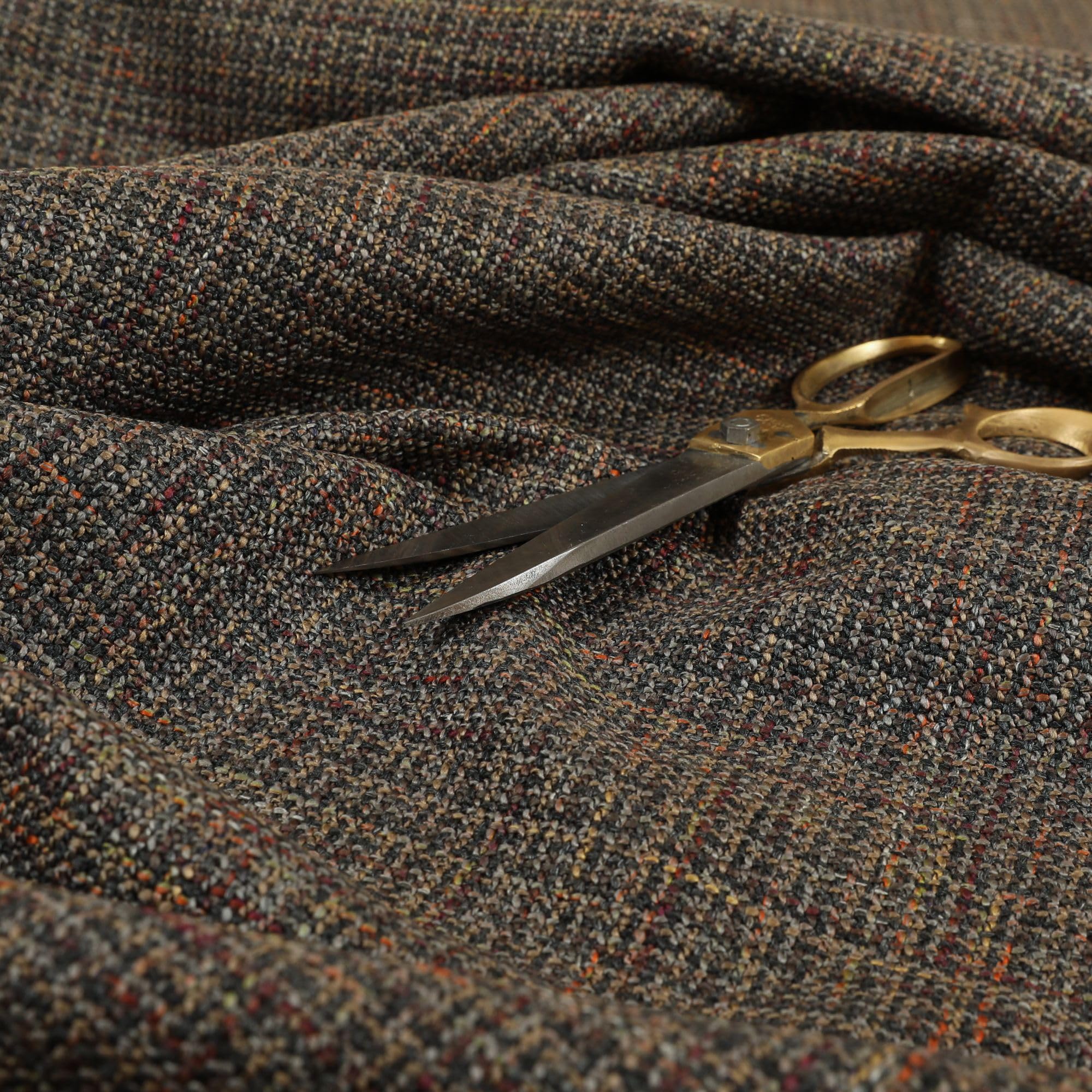Redbrick Mill Fabrics Flame Retardant Modern Thick Durable Unique Basket Weave Brown Black Upholstery Furniture Fabric (Per Metre) โ image 1