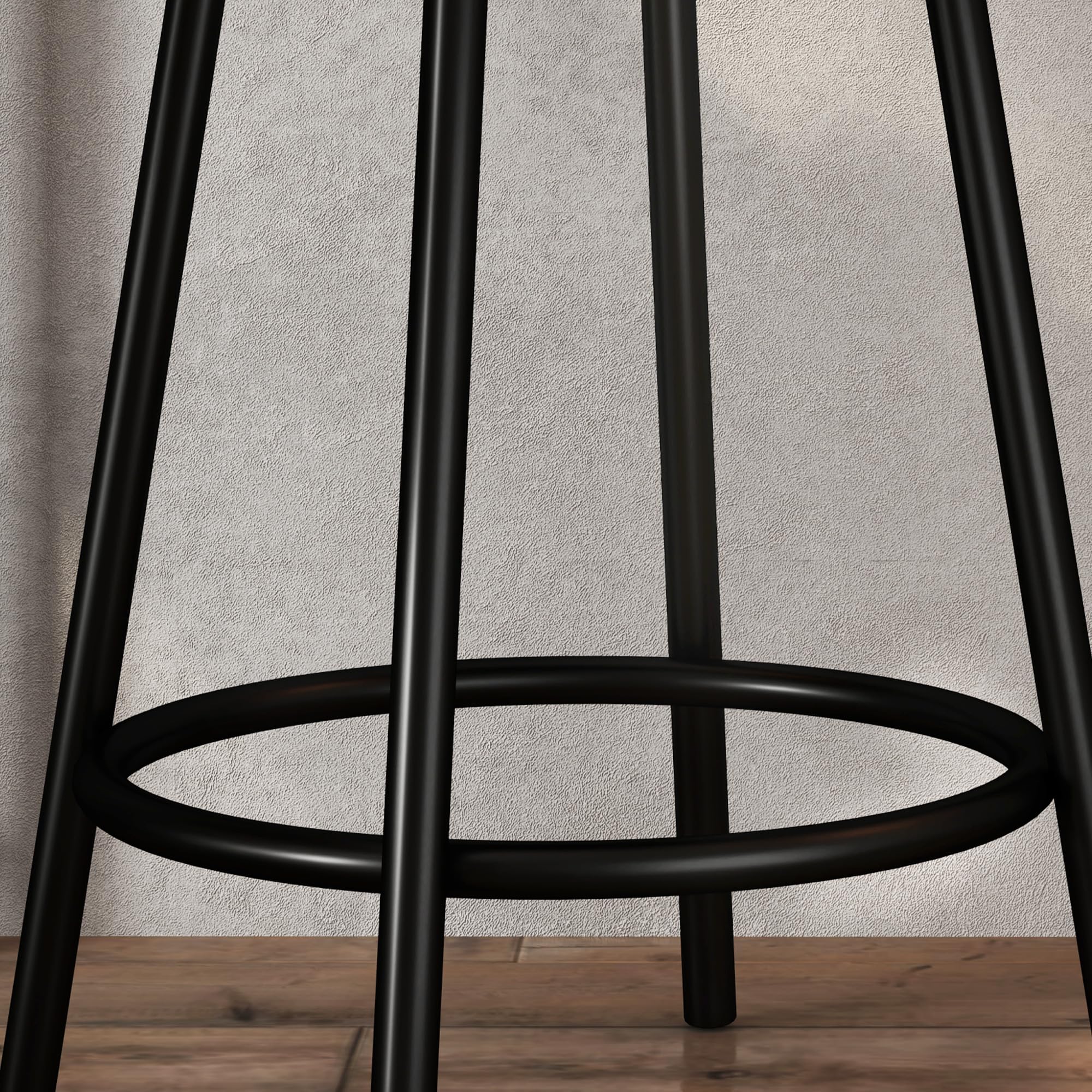 HOMCOM Bartisch mit Barhocker Set, Bartisch-Set für 2 Personen mit 2 Gepolsterten Barstühlen, Rückenlehne, Küchentisch mit 3 Ablagen, im Modern-Stil, Bartheke für Esszimmer, Küche, Stahl, Eiche