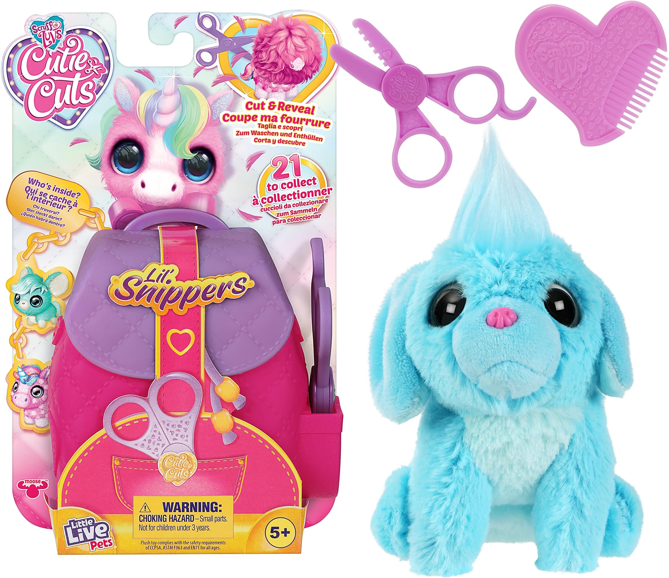 Scruff-a-LuvsLittle Live Pets Scruff a Luvs Cutie Cuts Lil' Snippers. Plush Rescue Pet. Cut Fur, Reveal, Groom With Comb, & Display With Backpack Packaging., 30165
