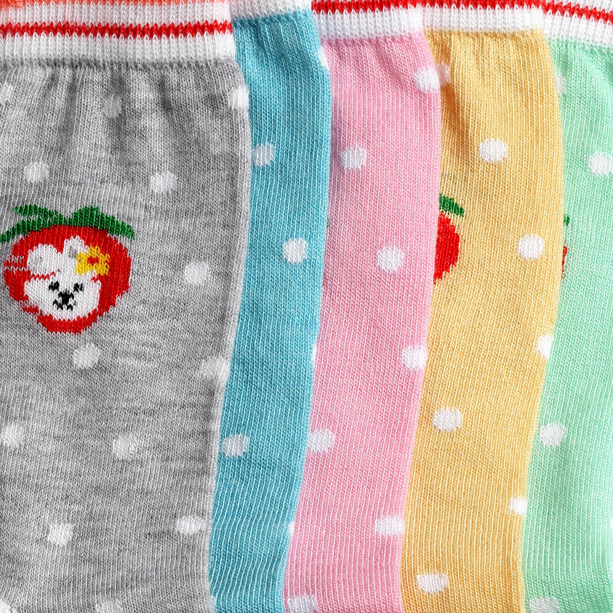 Texlon Kids Calf Length Cotton Spandex Socks For Girls (Pack of 5)(Multicolor)(Size 8 Year to 10 Year) - Image 7 thumbnail