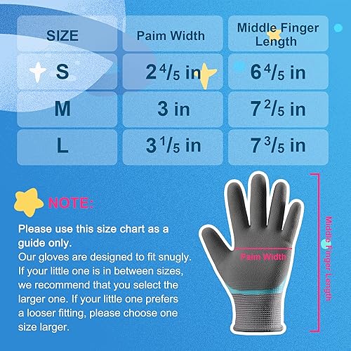 Miniatura 6 de COOLJOB Guantes de jardinería impermeables para niños, doble revestimiento de goma para jardín, 2 pares S