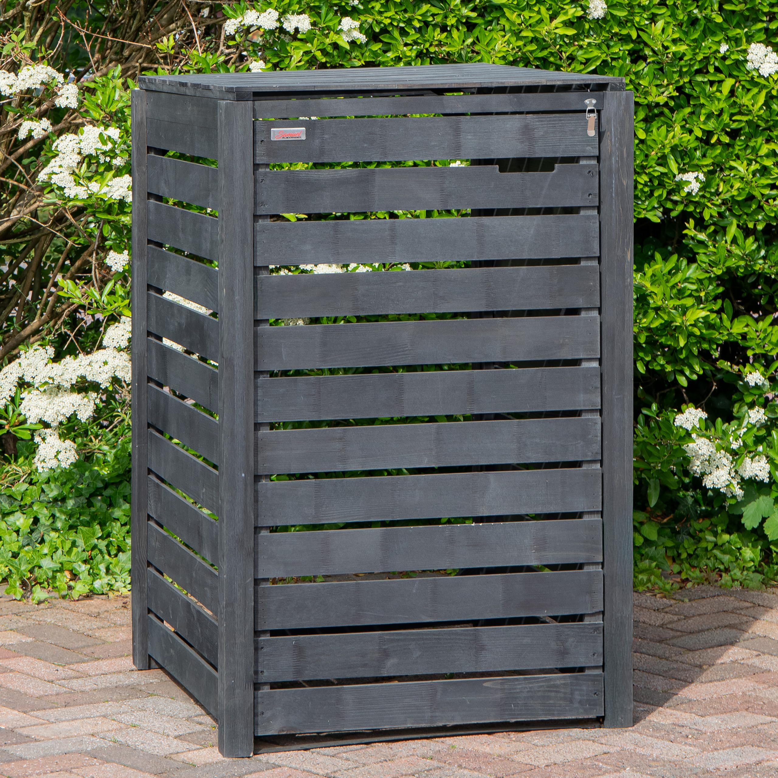 74cm x 1.16m Outdoor Wooden Garden Wheelie Bin Store Storage for 1 Bin in Dark Grey