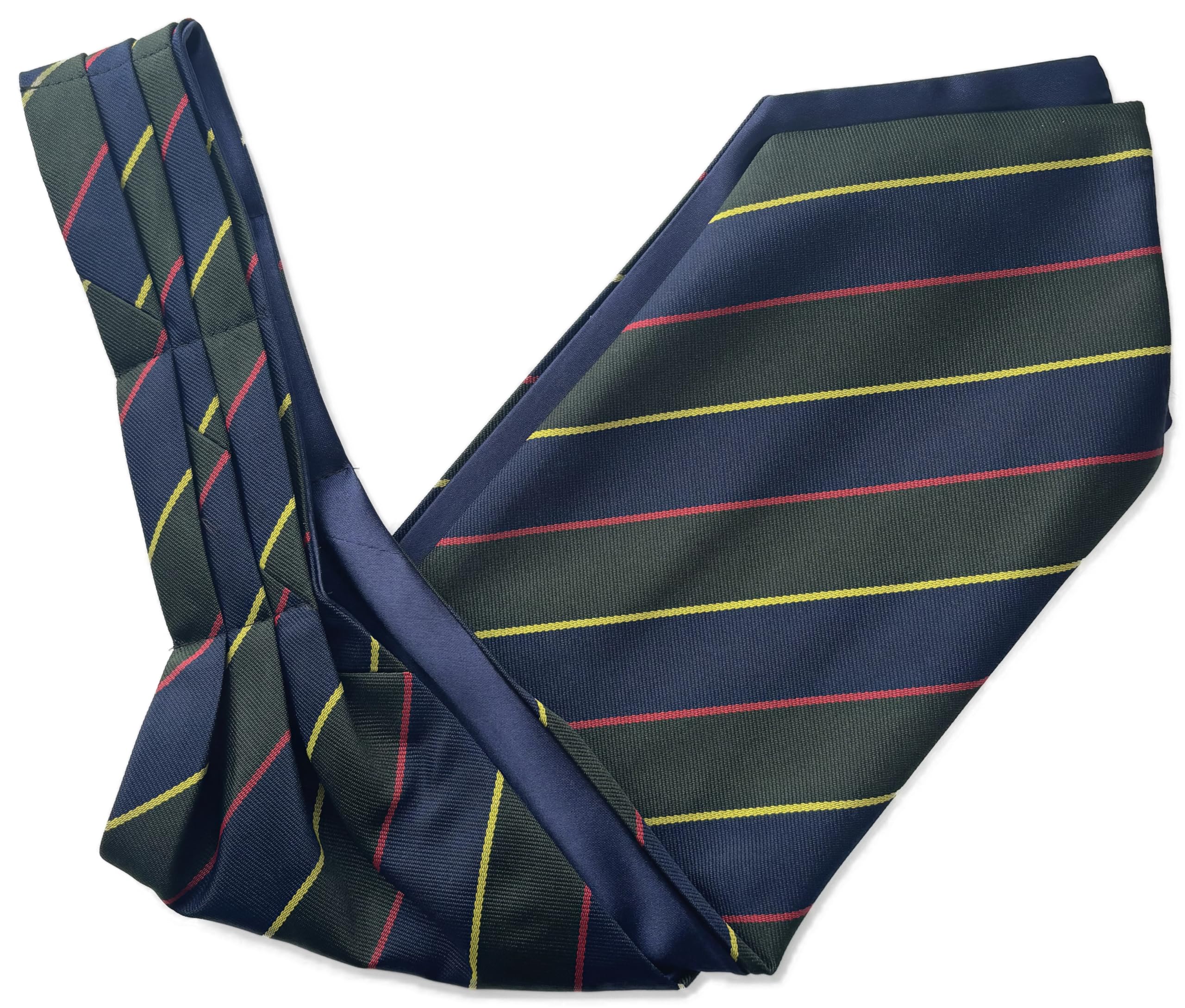 Great British Tie Club Navy Blue, Bottle Green, Red, Yellow Argyll & Sutherland Highlanders Regimental Striped Ascot Cravat