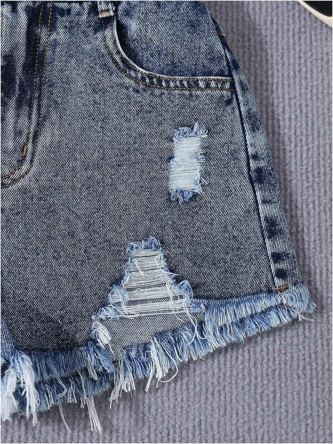 GORGLITTER Girl's Ripped Jean Shorts Cute Summer High Waisted Denim Shorts Jorts with Pocket Kids Preppy Clothes - Image 4