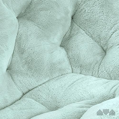 Miniatura 68 de Milliard - Silla acogedora con diseño de platillo, de pelo sintético, para dormitorio, tamaño extragrande (color blanco) Beige,Negro -,Negro +