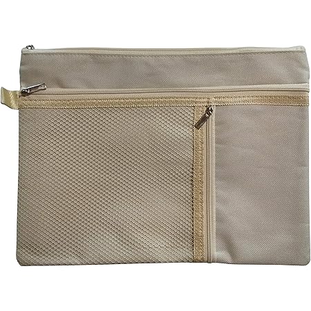 Amazon サイズ 小物入れ メッシュケース 3ポケット付き Mesh Case 小物入れ 領収書入れ ポーチ メッシュ素材 通帳入れ 小銭 入れ 伝票入れ 事務用品 オフイス用品 茶色 収納ケース 文房具 オフィス用品