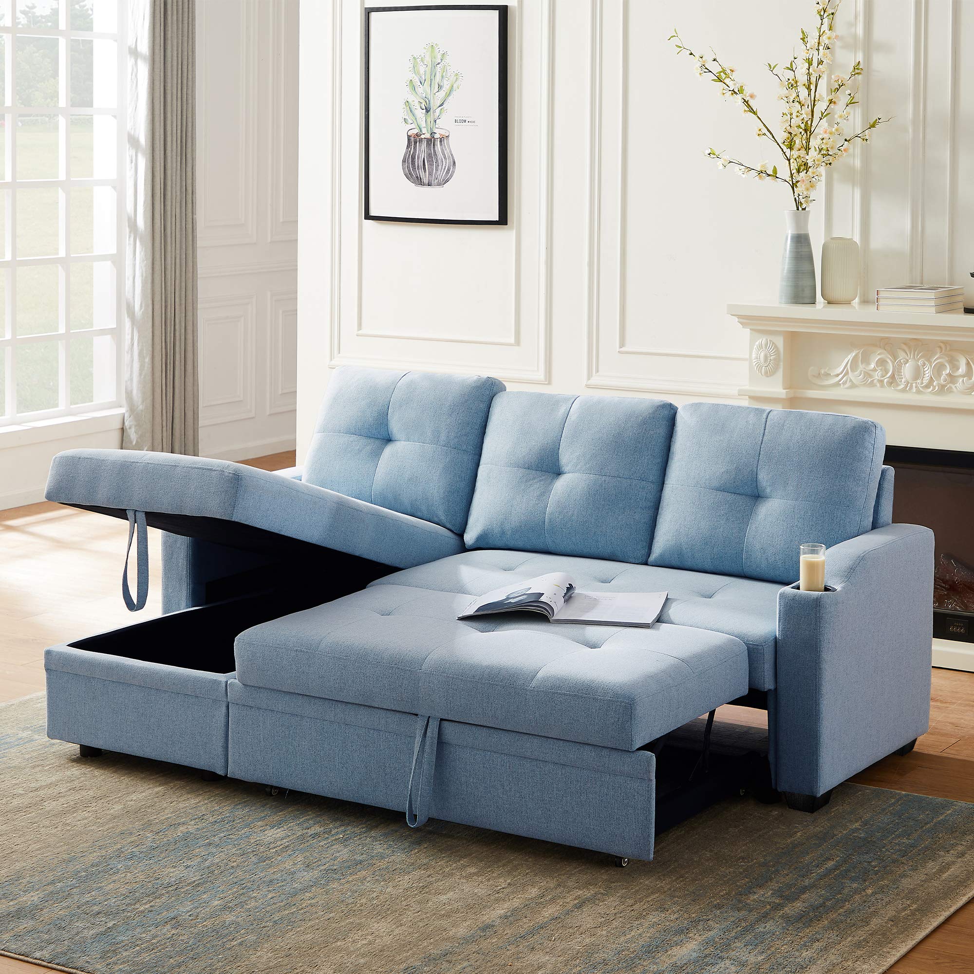 Buy Merax 81inch Reversible er Sectional Sofa with Storage and 2 Cup