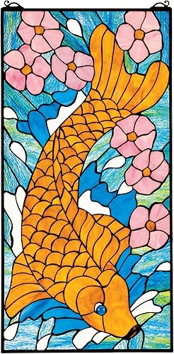Panel de vidrieras - Peces asiáticos Koi para colgar ventanas - Tratamientos para ventanas