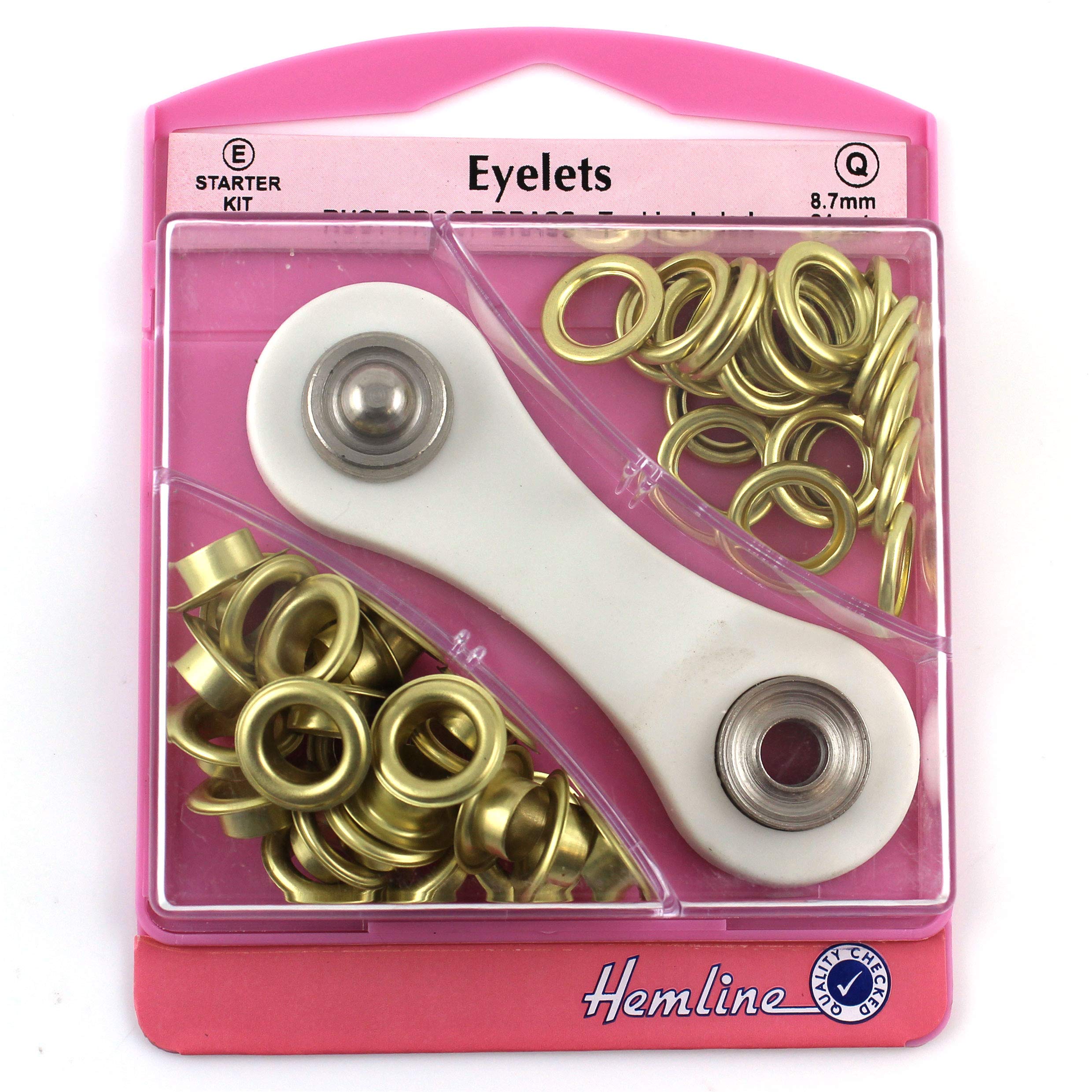 Hemline Gold Brass Eyelet Starter Kit 8.7Mm (24 Sets) With Metal Grommet Eyelet Tool Washers Eyelets Hole Punch & Storage Case Mm H438p.8.g Size 24