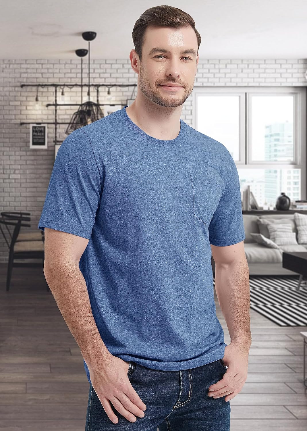 MAGCOMSEN Mens Pocket T Shirts Short Sleeve Cotton Moisture Wicking Plain Tshirts Casual Lightweight Summer Basic Tees