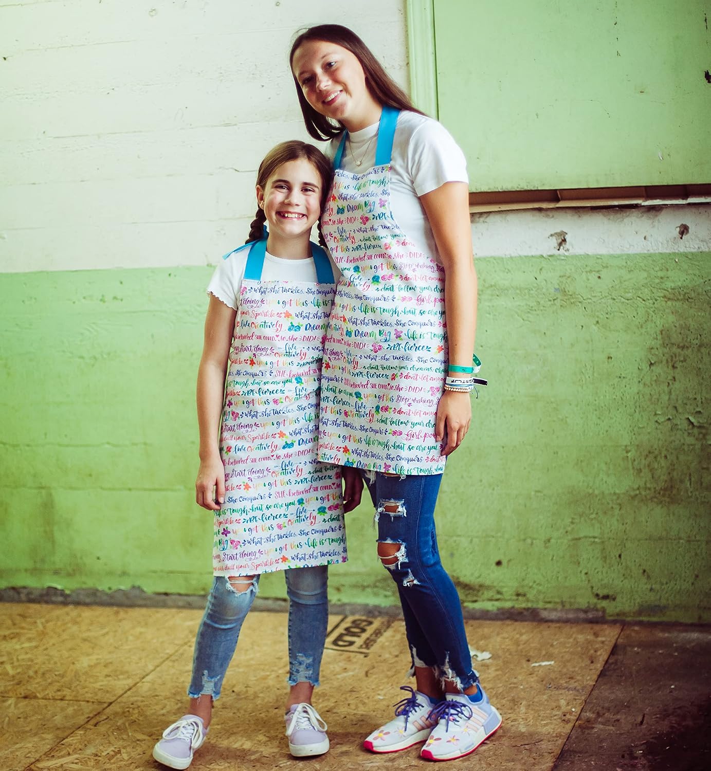 Handmade Colorful Girl Power Words Tween Girl Kitchen or Art Apron