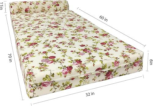 Miniatura 2 de D&D Futon Furniture Cama plegable de 70 x 32 x 6 pulgadas, color rojo y blanco, silla plegable para invitados, sofá, espuma de alta densidad, 1.8